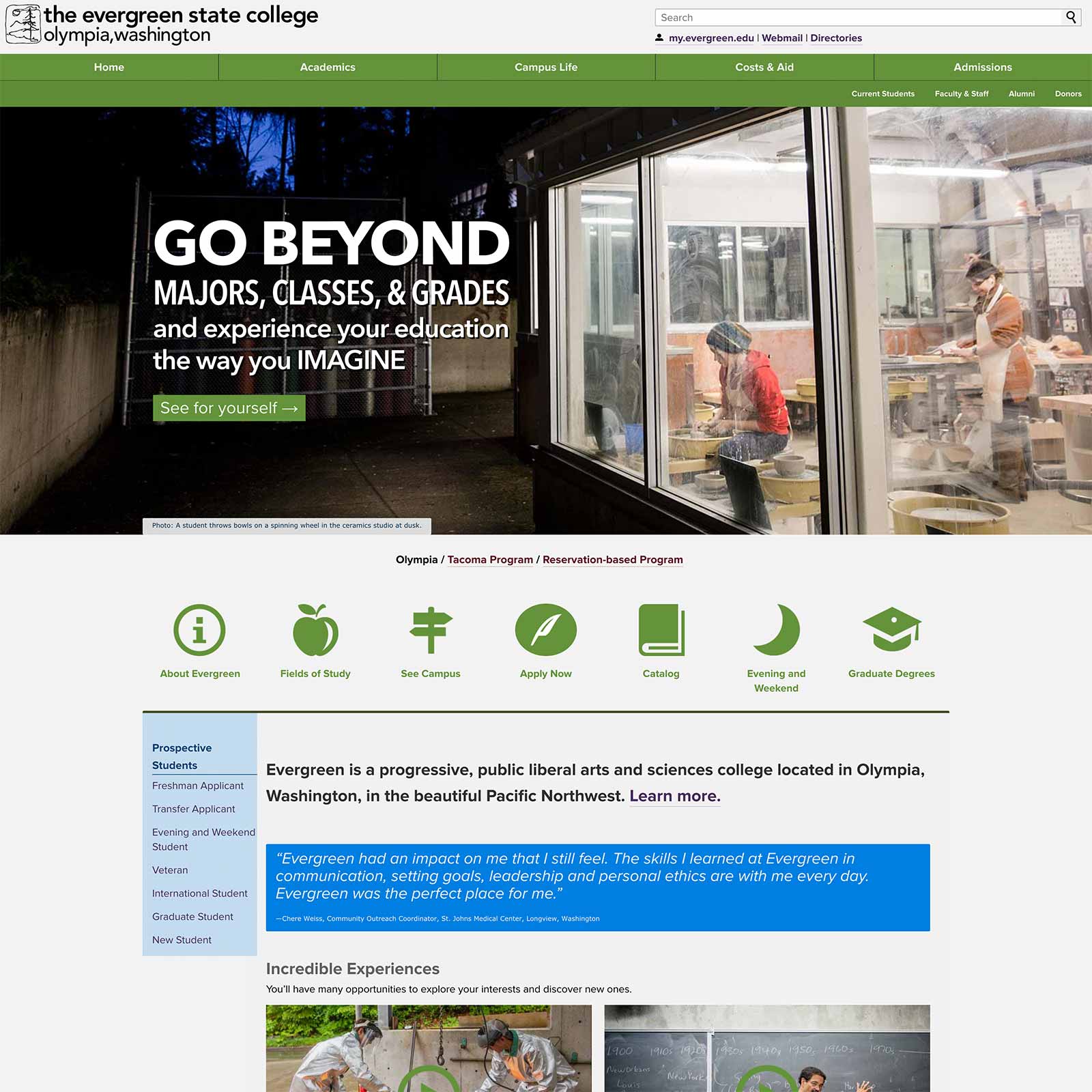 A screenshot of the current homepage